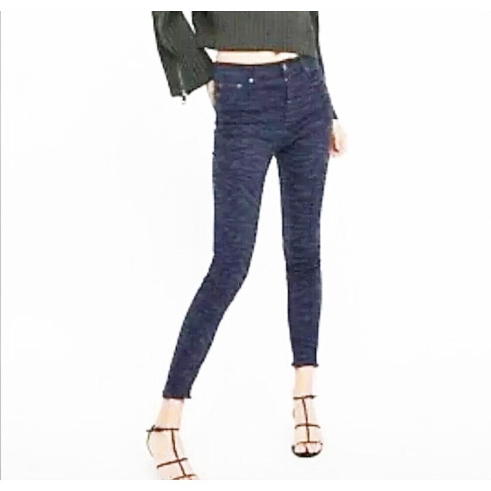 Zara Woman The High Waist Skinny‎ Jean Black Zebra Print Size 4 NWT